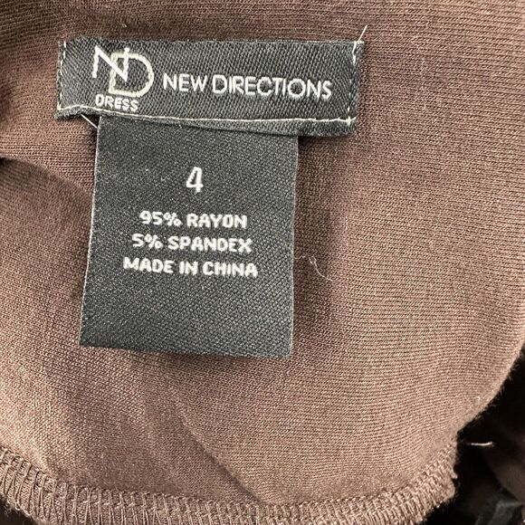 New Directions Dress Small 4 Brown Jersey Mini Babydoll Fit & Flare Casual NEW - Picture 6 of 7